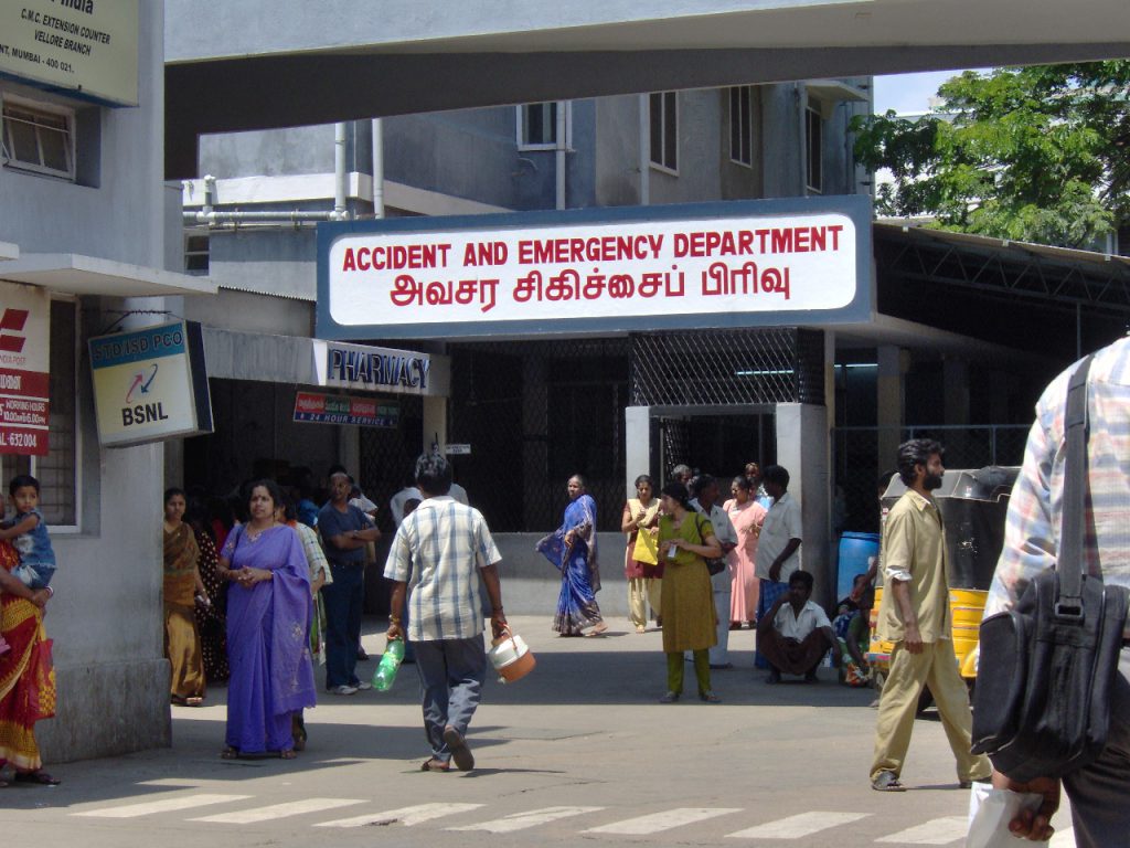 accident and emergency department entrance with A&E pharmacy next to it